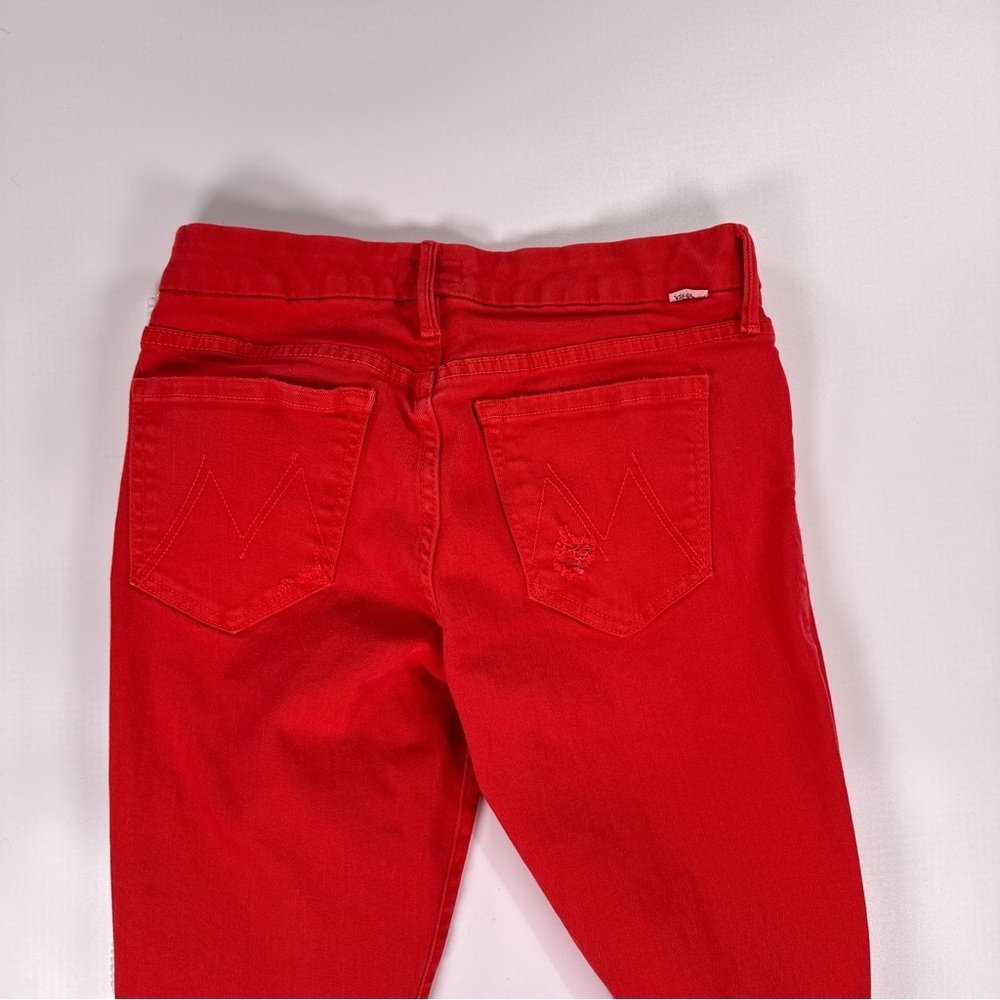 MOTHER Women’s Skinny Jeans Red Firecracker Ankle Size 27 - Picture 7 of 12